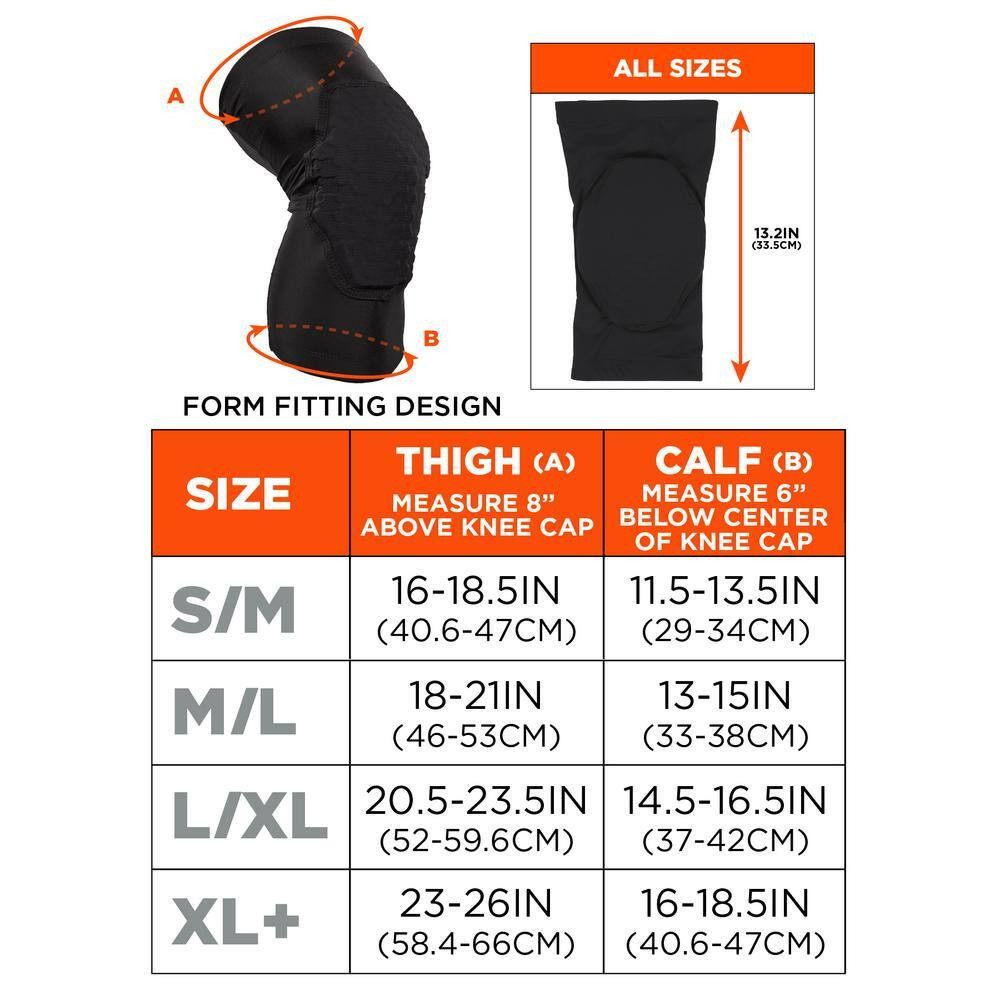Proflex Black Padded Foam Soft Shell Knee Sleeves with Pull over Closure Light-W