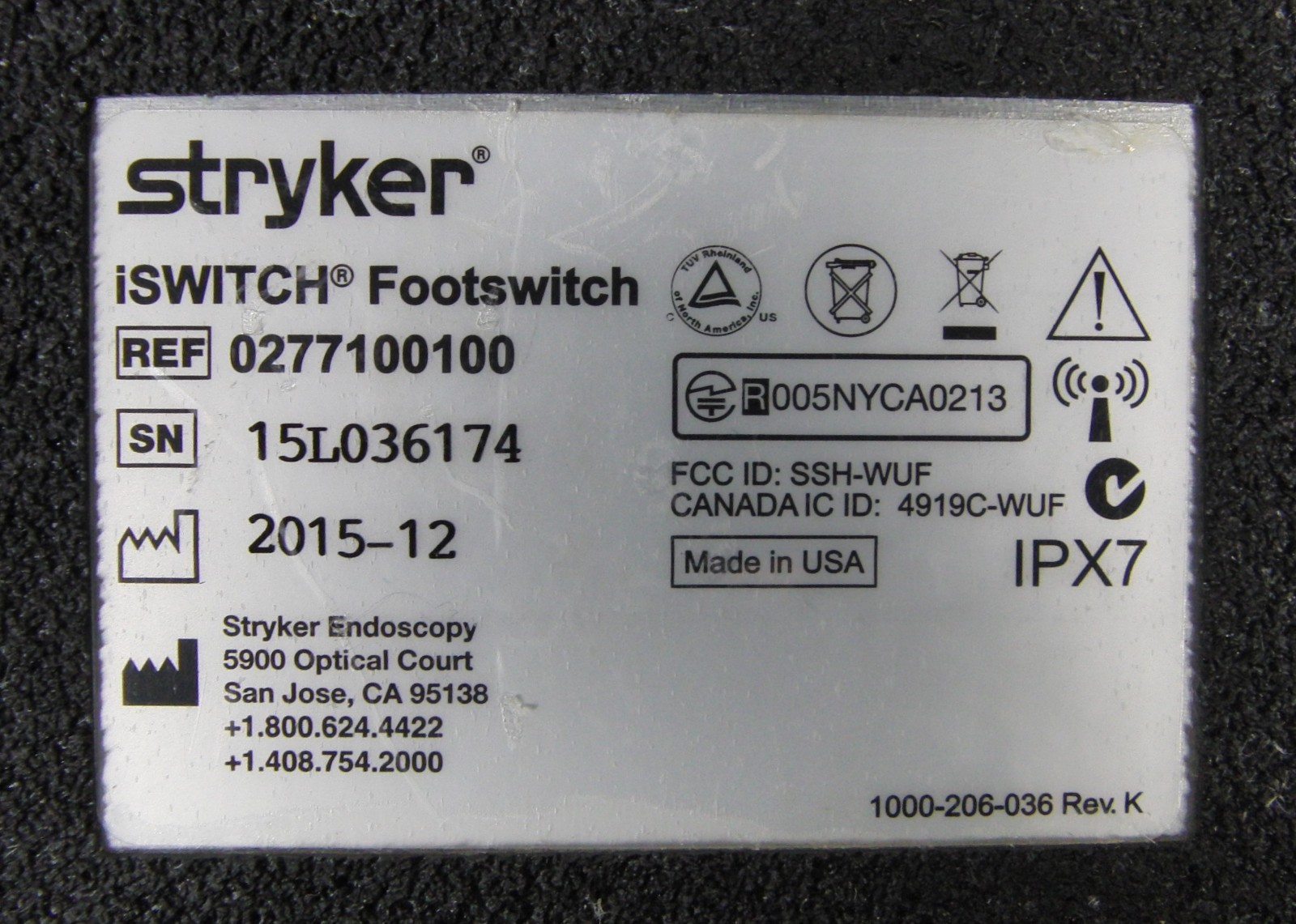 Lot of (2) Stryker iSWITCH 0277100100 Wireless Foot Switch