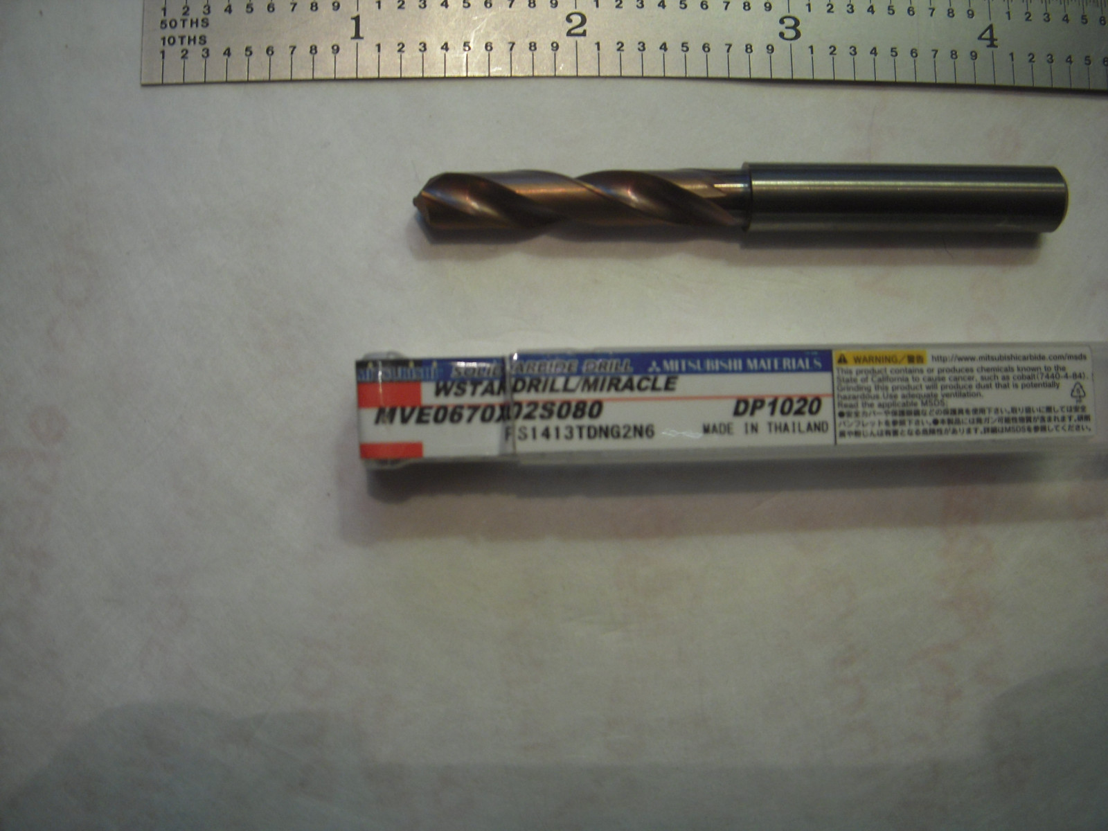 NEW MITSUBISHI 3XD CARBIDE DRILL 8MM SH. X 6.70MM CUT DIA. X 74MM OAL VP15TF