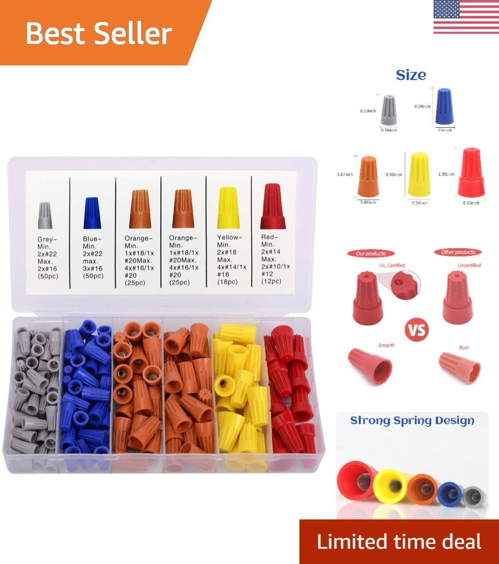 Color-Coded Wire Caps – 180 PCS Nylon Insulated Connectors for DIY Projects