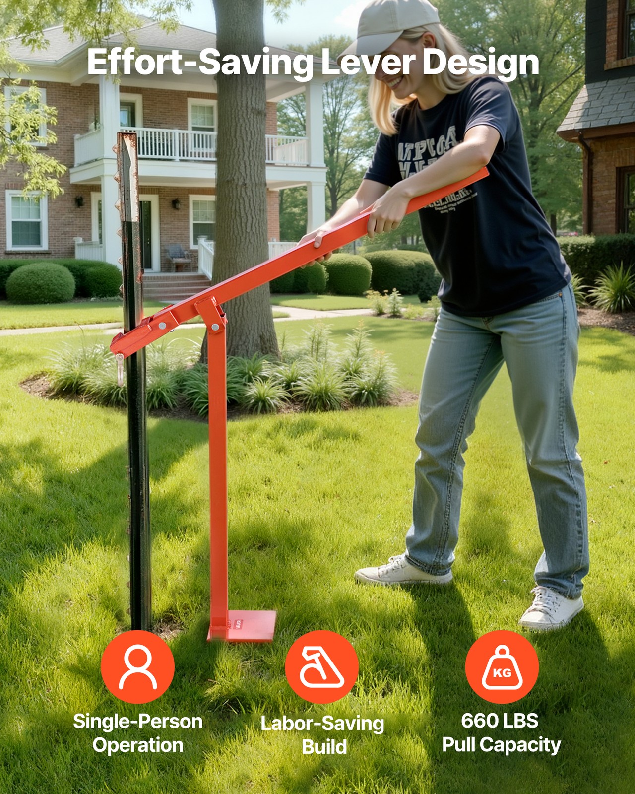 VEVOR 36″ T Post Fence Remover Post Puller with 47″ Lifting Chain & Puller Plate