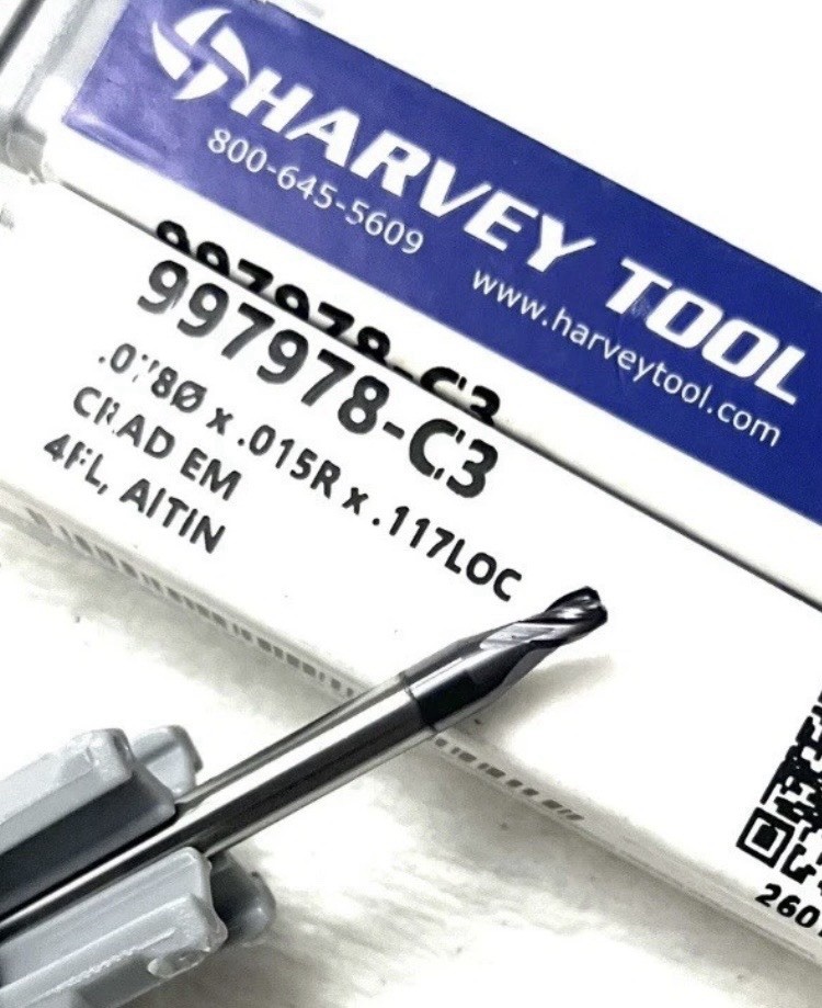 5PC Harvey Tool 997978-C3 5/64″ 4FL Corner Radius End Mill .015R Carbide AlTiN