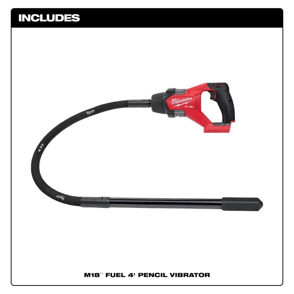 Milwaukee M18 Fuel 4′ Concrete Pencil Vibrator (Bare Tool)