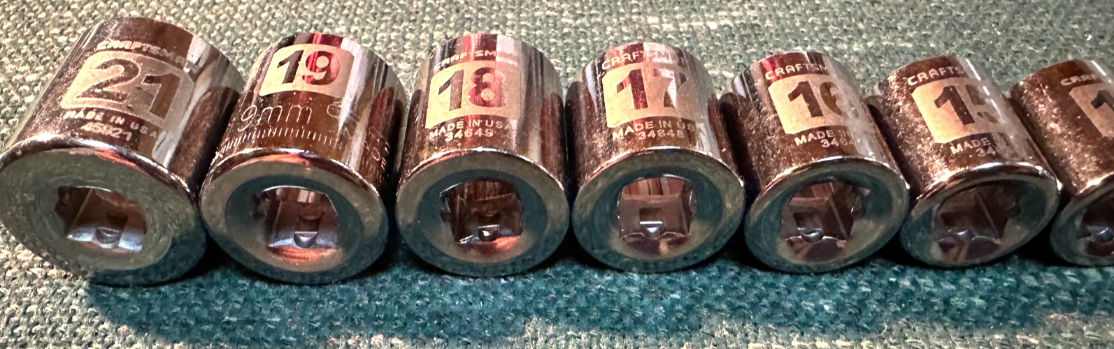 RARE 13 PC 3/8 DR 12 PT LASER-ETCHED SOCKET SET CRAFTSMAN 8-21MM USA MADE