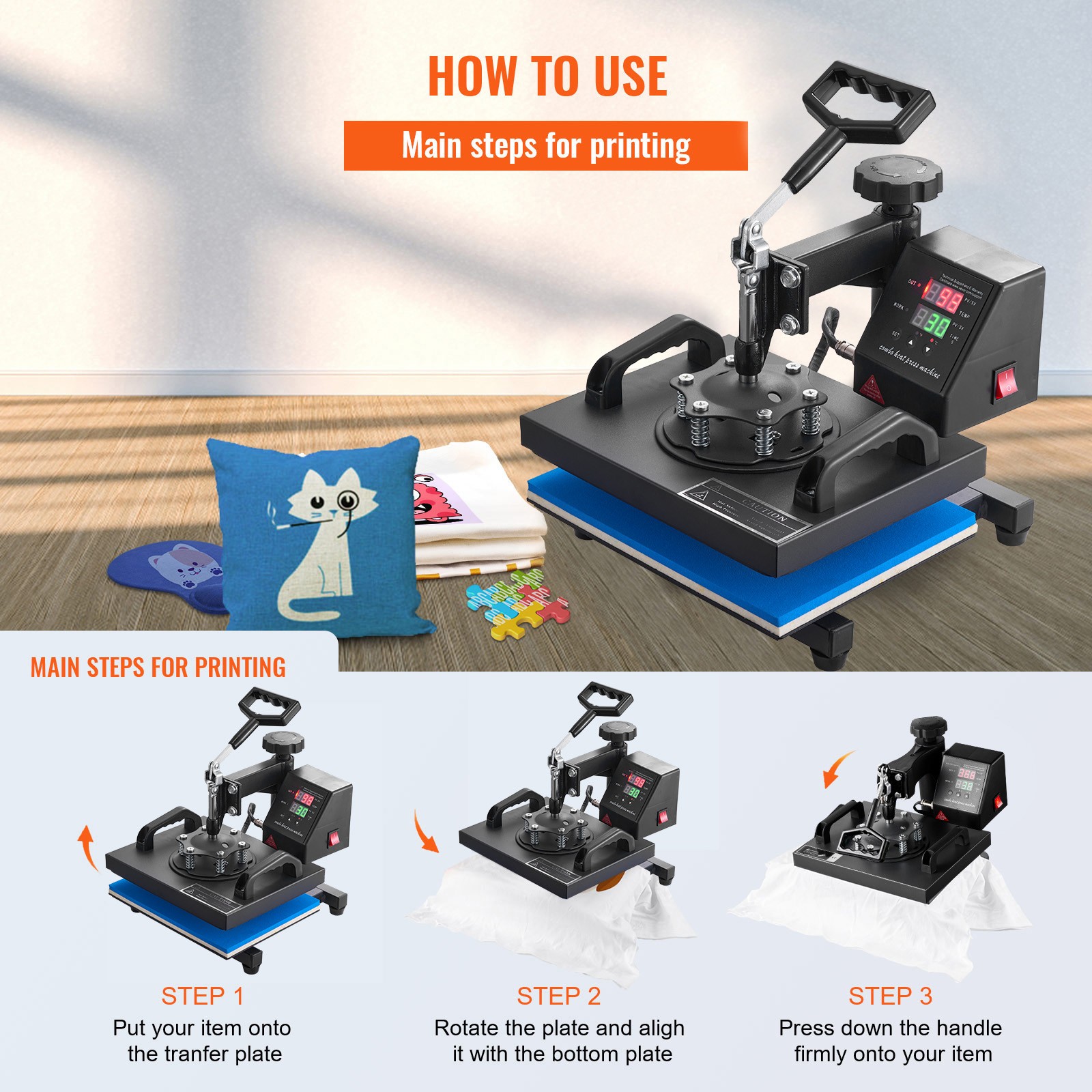 Uimoso DUAL DIGITAL HEAT PRESS MACHINE T-SHIRT SUBLIMATION PRINTER TRANSFER
