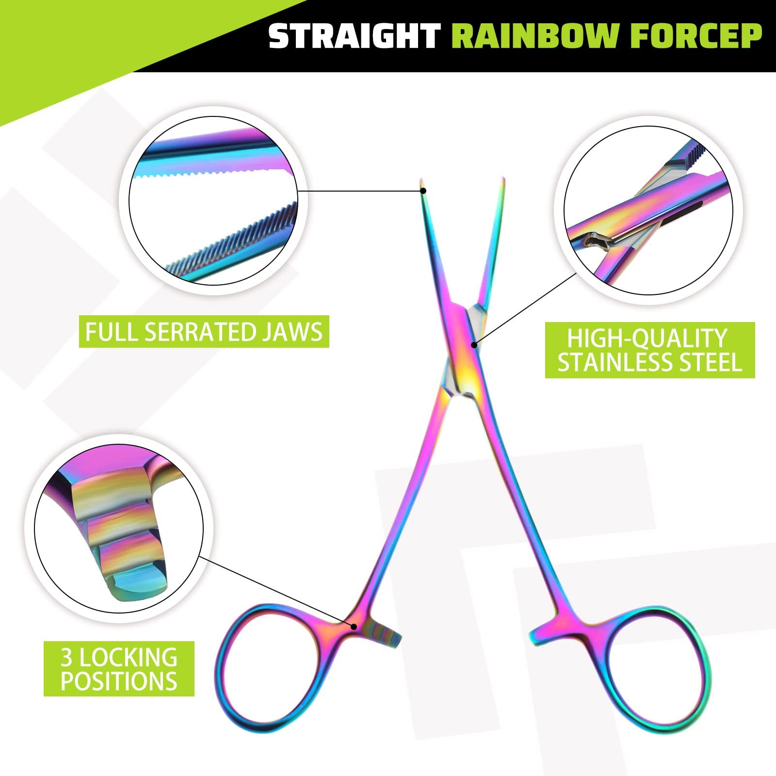 2 Pieces Hemostat Curved and Straight Rainbow Hemostat Forceps Piercing Plier…