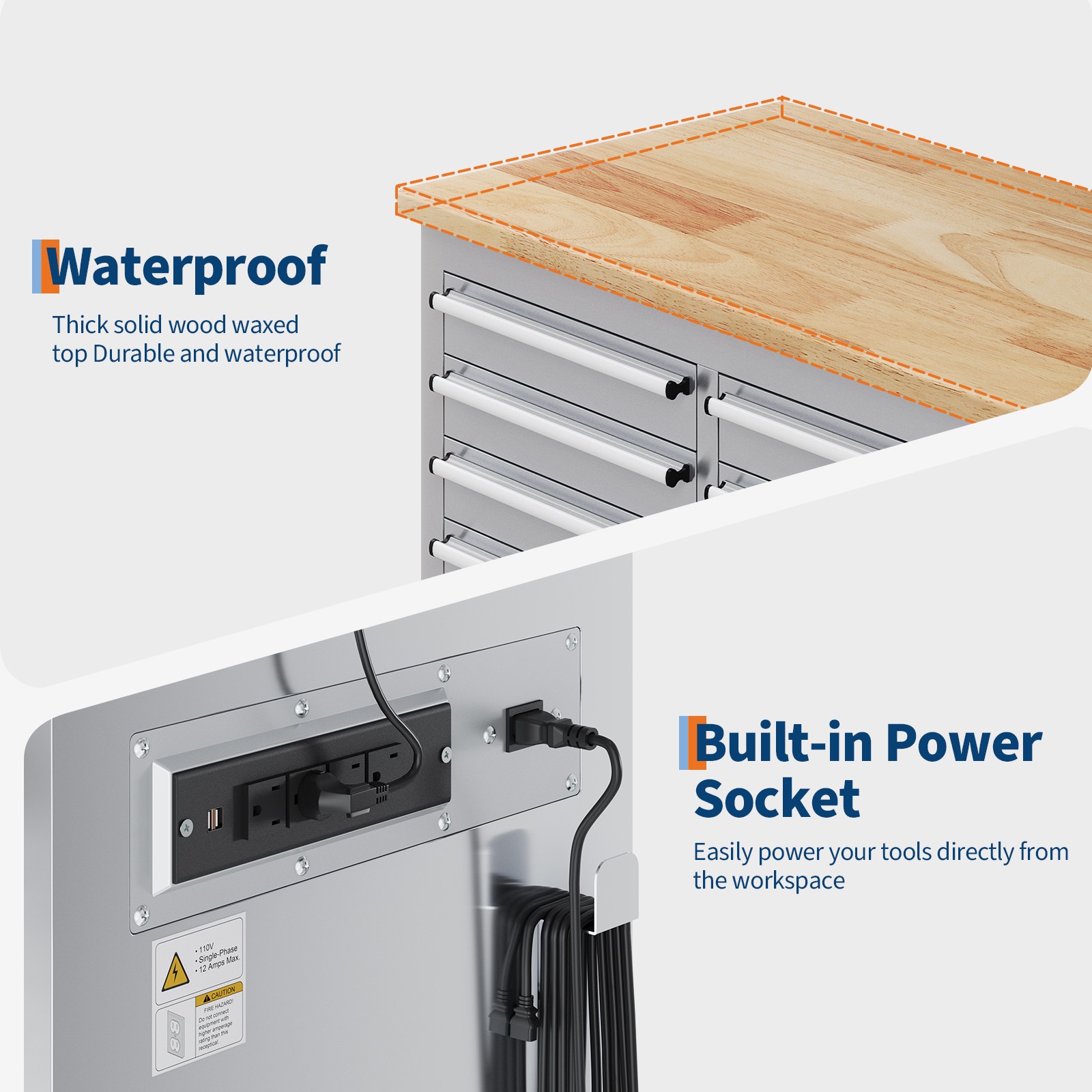Garvee 61″ 15Drawer Rolling Tool Chest Locking Stainless Steel Cabinet W/ Liners