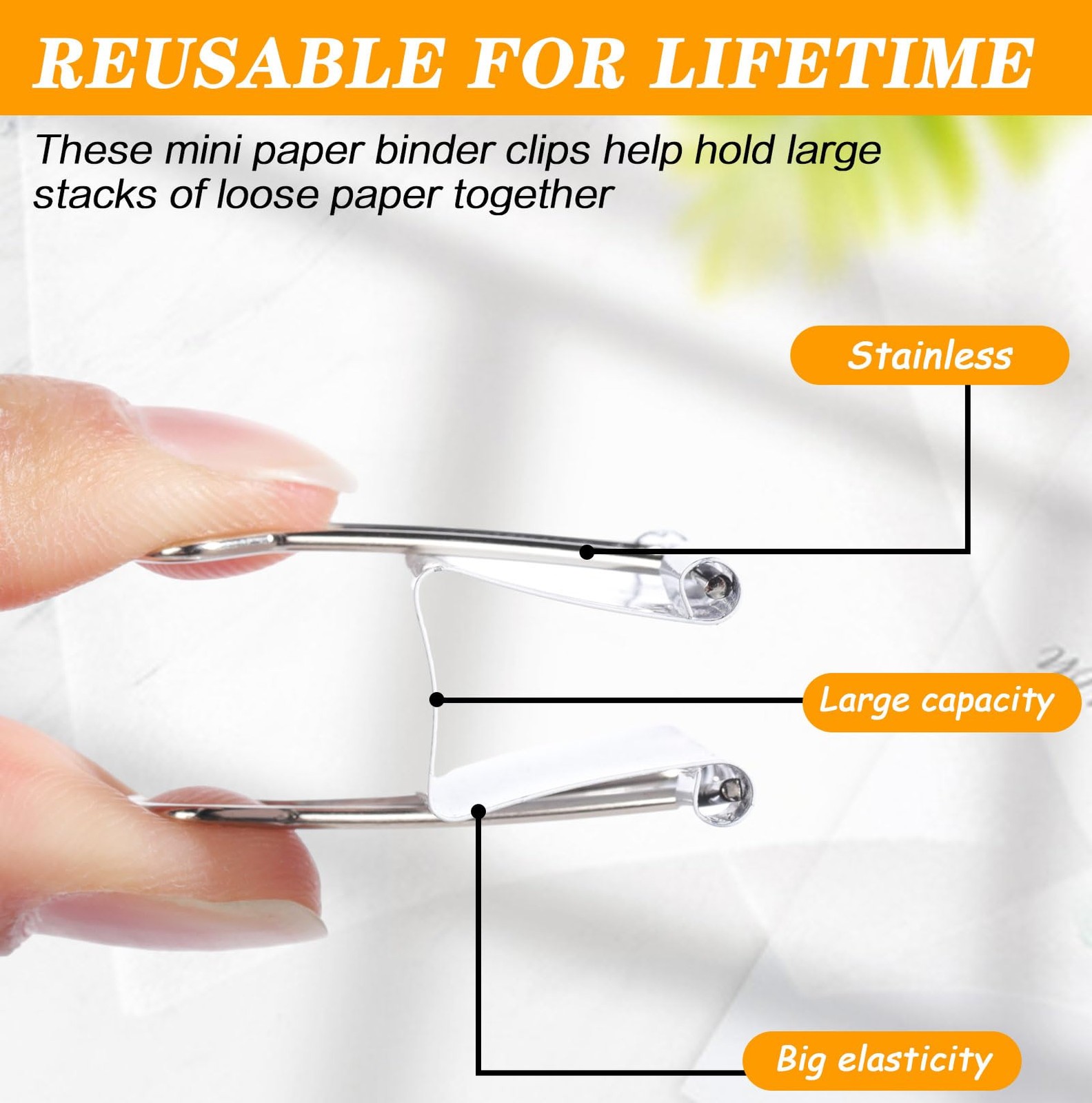 Jetec 48 Pack 1.25in/32mm White Metal Binder Clips Bulk Medium Reusable Fold …