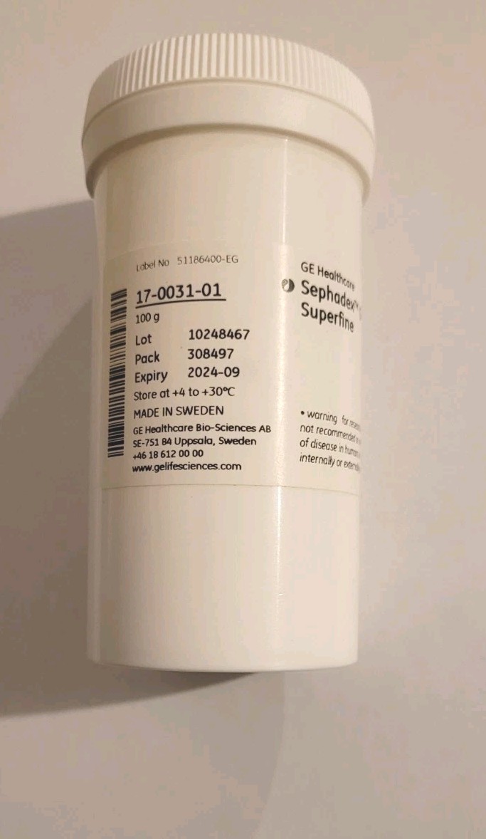 GE Healthcare Sephadex G-25 Superfine 100g New SEALED, Expiration 2024-09
