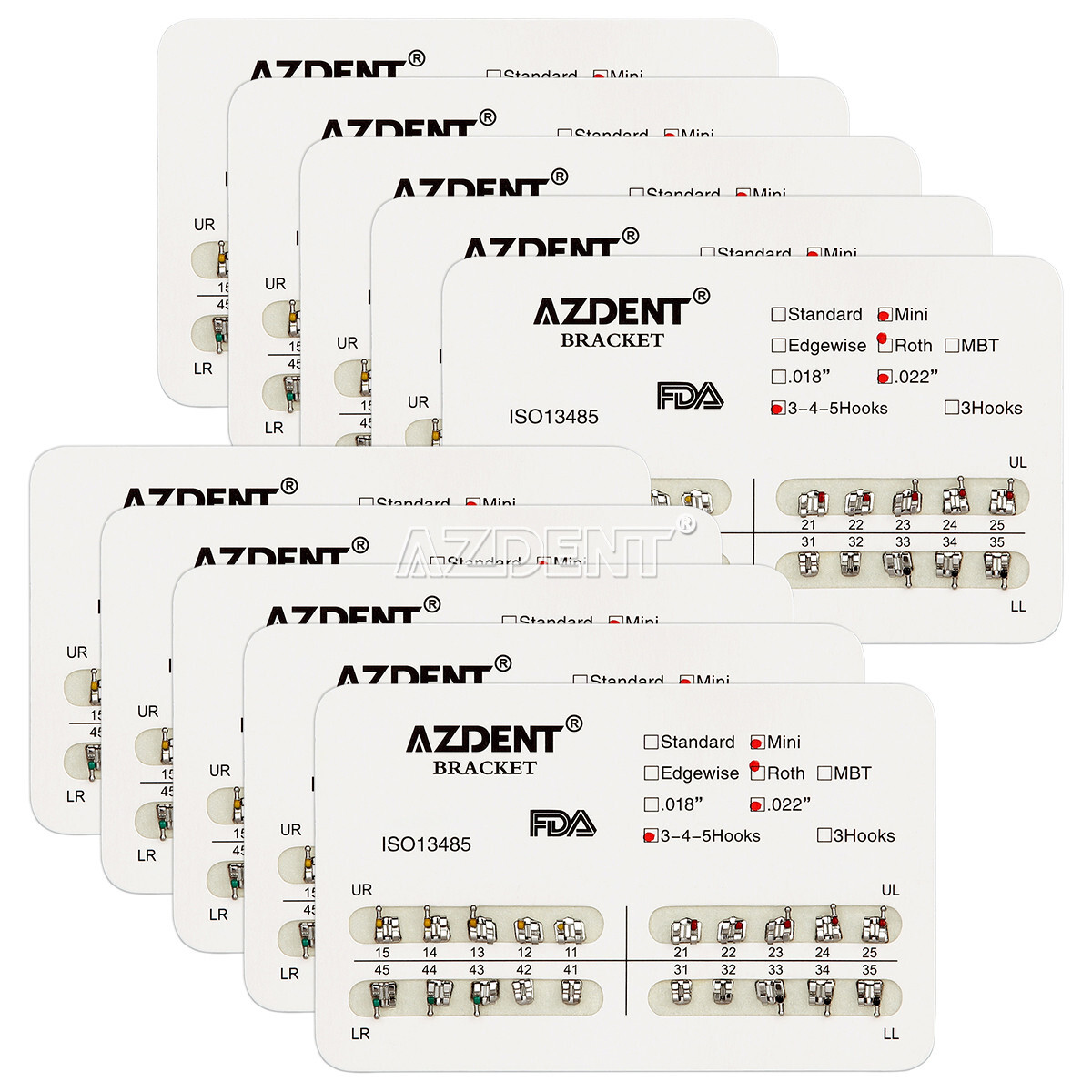 500Pack Dental Orthodontic Mini Roth.022 Hook 345 Metal Brackets Braces