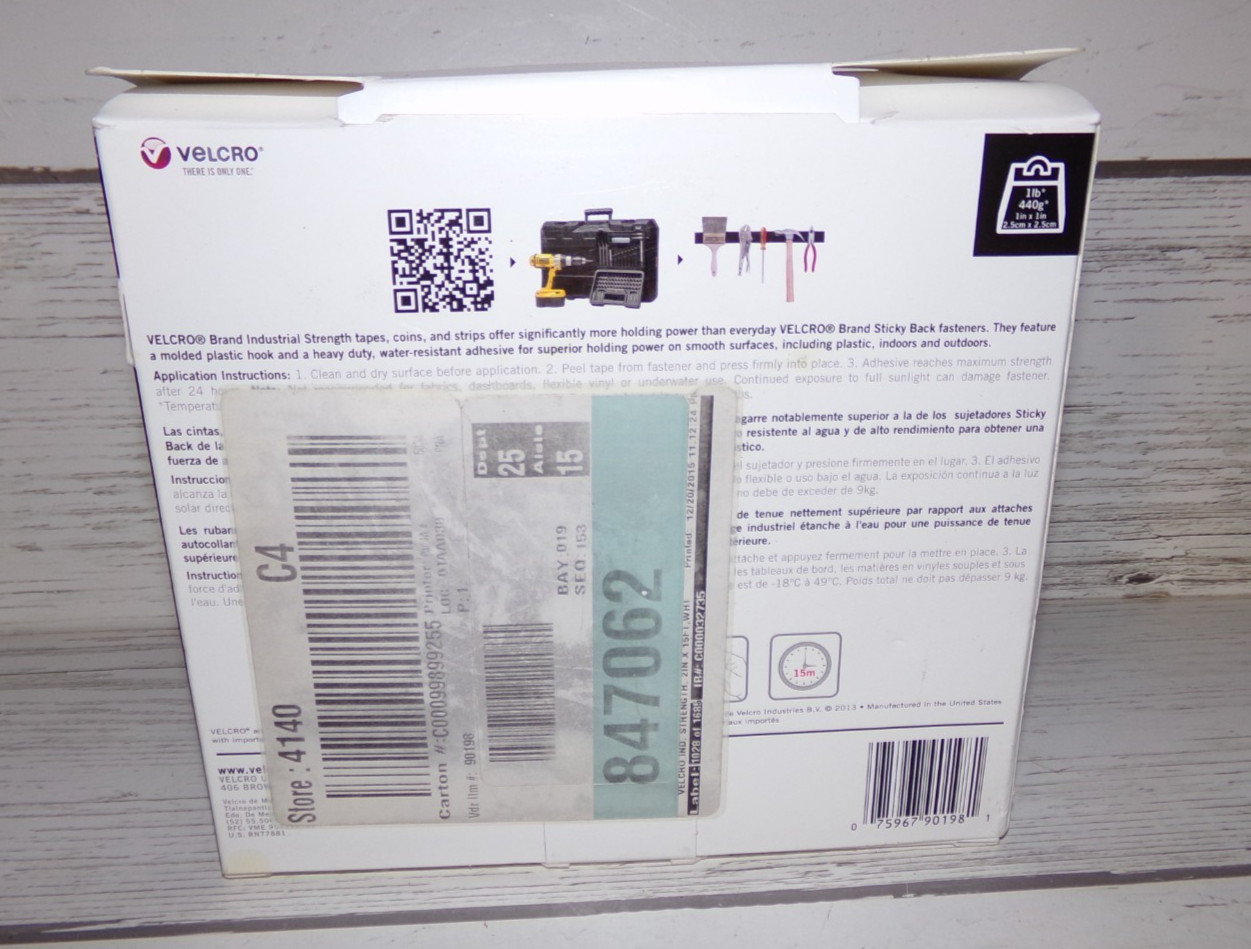 Velcro 2″ X 15′ Industrial Strength Sticky-Back Hook and Loop Fasteners