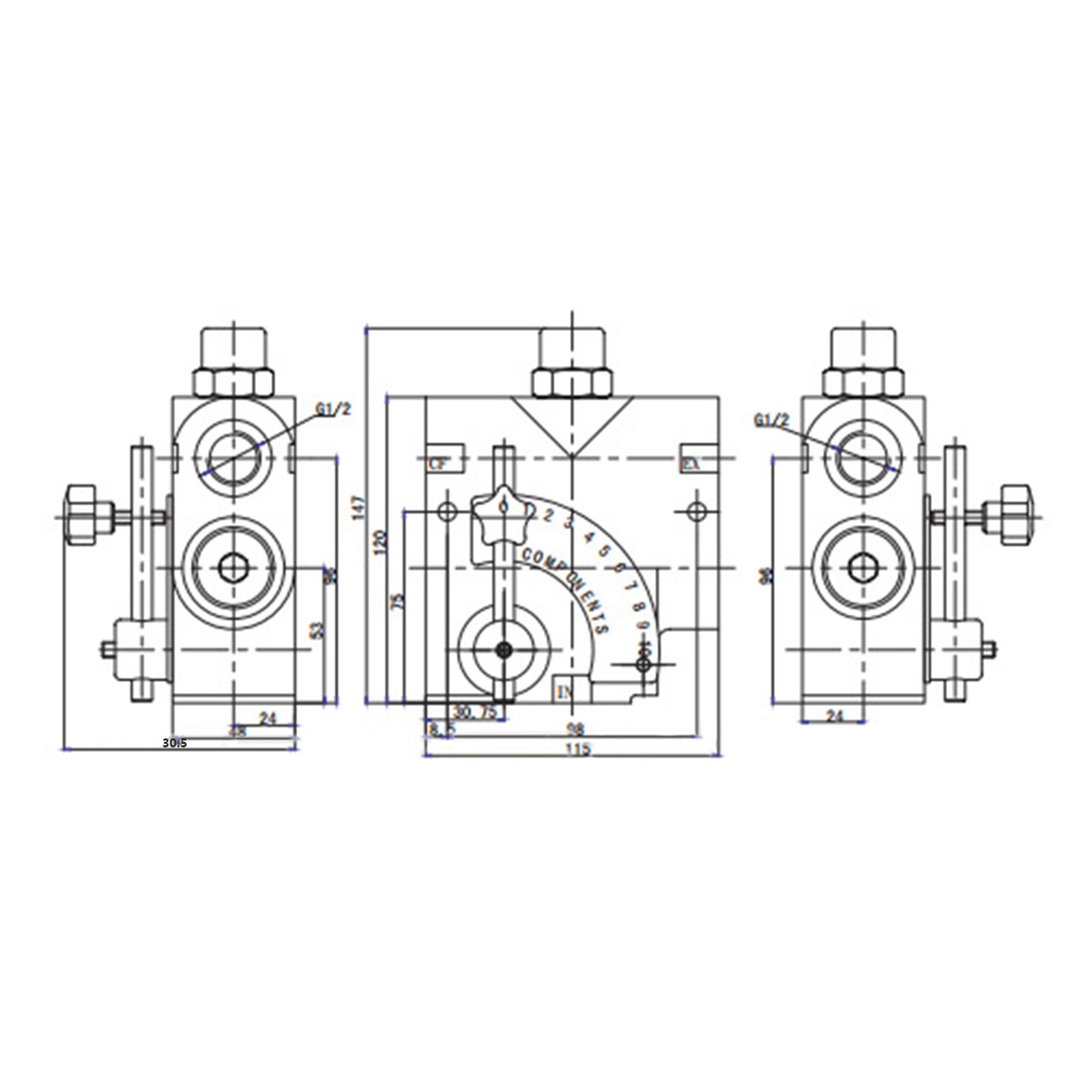 0-30GPM Hydraulic Adjustable Flow Control Valve Directional Acting Valve 3000PSI