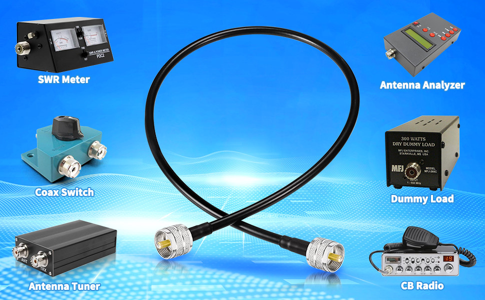 RG-8X RG8X Coax Cable PL259 UHF Male Ham Radio Low Loss for SWR Meter,CB Antenna