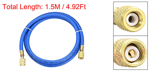 Refrigerant Charging Hose 1/4 to 5/16 SAE Thread 4.92Ft 800PSI Tube HVAC Hose