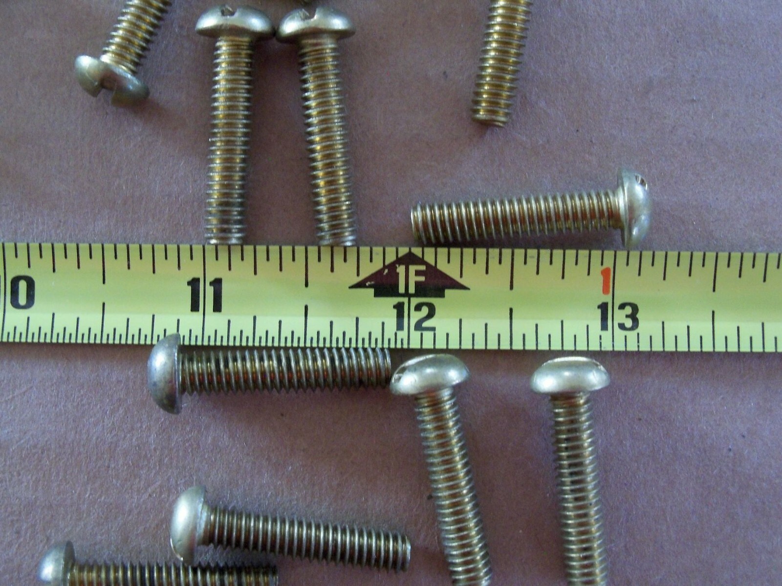 Brass Machine Screws – Slotted Round Head – #12-24 x 1″ – Course Thread Bolts