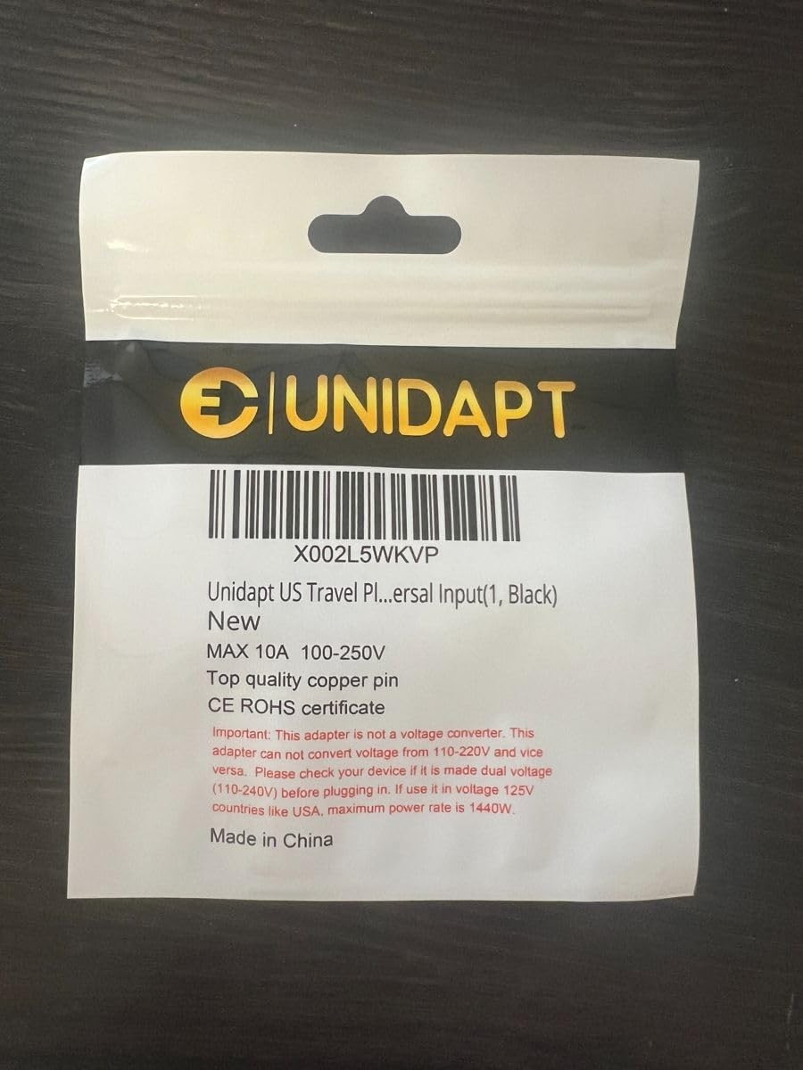 US Travel Plug Adapter for Europe UK Australia China to USA Type B Black L