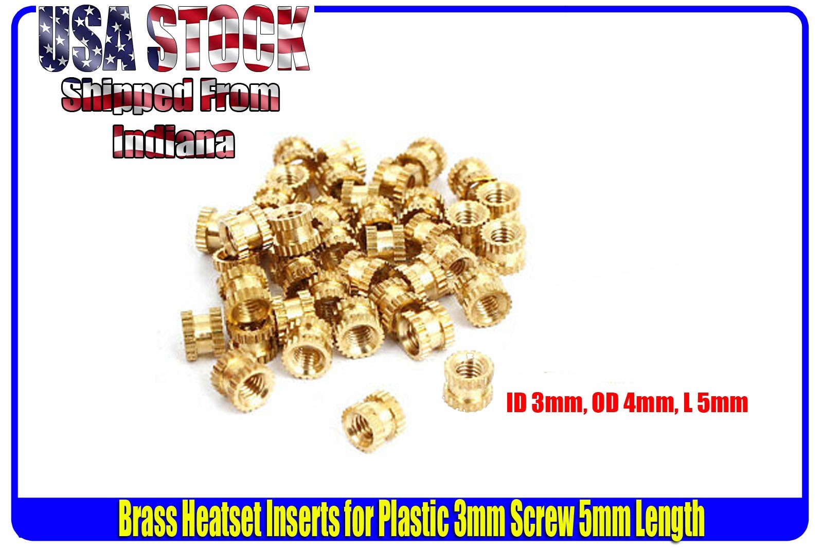 M3 3mm .3IDx.5ODx.4W Brass Threaded Metal Heat Set Screw Inserts for 3D Printing