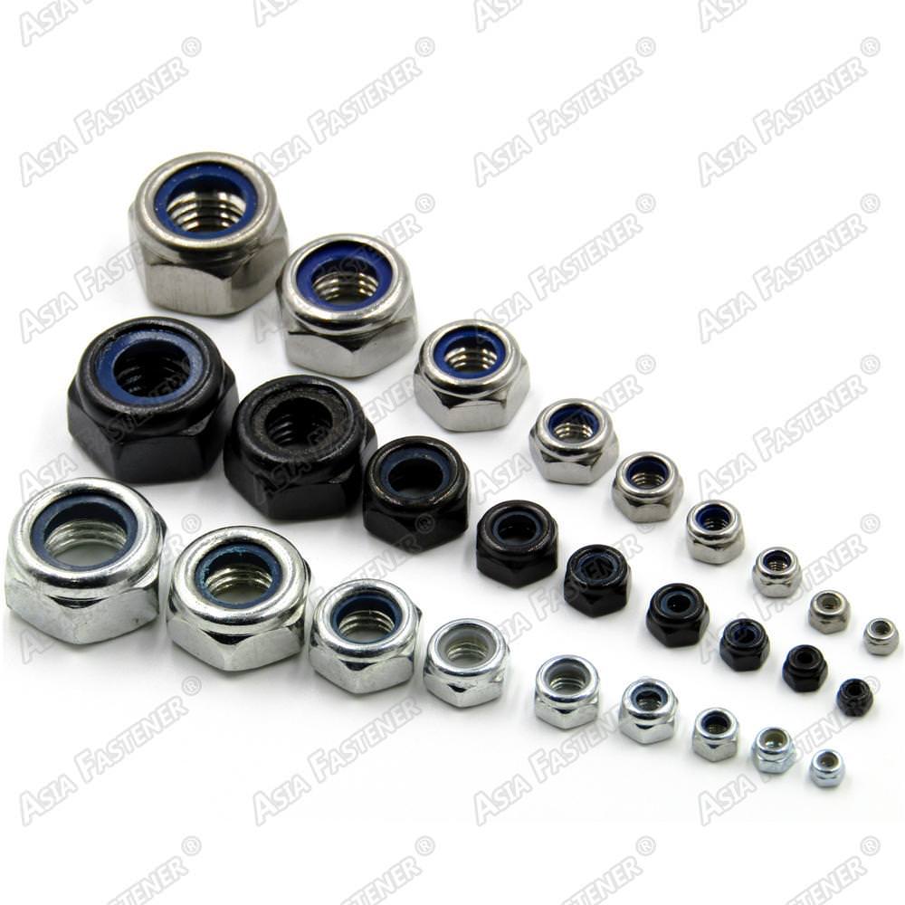 Locknut Hex nut Hexagon Locknuts with Nylon Insert Stainless Steel Black M2-M12