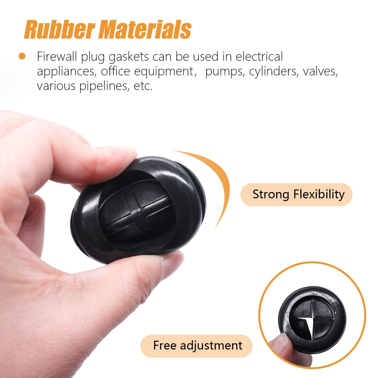 53Pcs Rubber Grommet Kit,6 Size (5/8″ 13/16″ 7/8″ 1″ 1-3/16″ 1-1/2″) Drill Hole