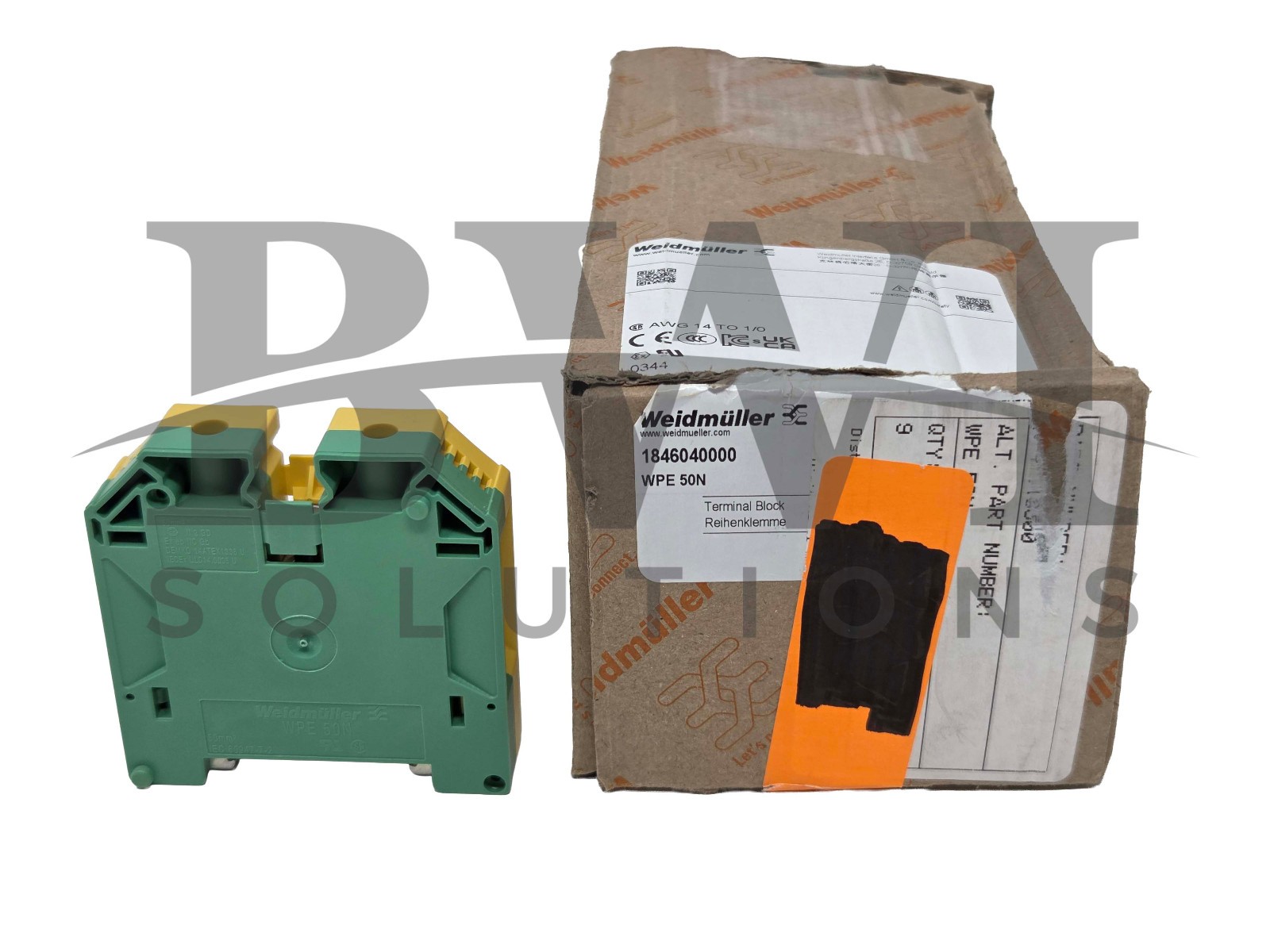 NEW Weidmuller 1846040000 Terminal Block AWG 14-1/0 WPE 50N Box of 10