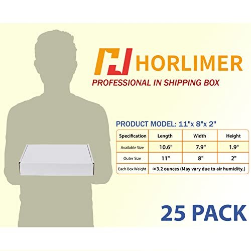 HORLIMER 11x8x2 inches Shipping Boxes Set of 25, Assorted Sizes , Colors