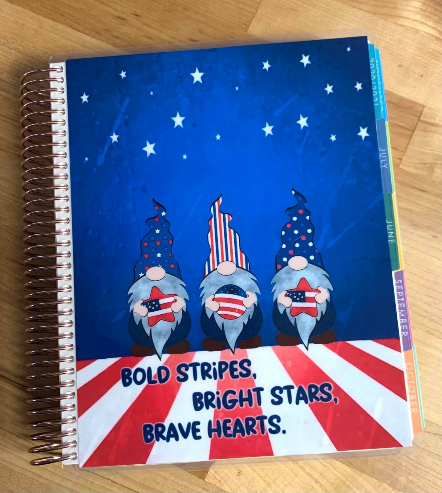 Gnomes Independence July4th Stripes/Star Cover Set 4 use w/ Erin Condren Planner