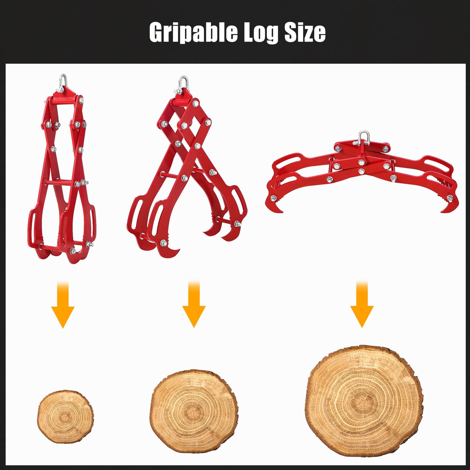 Felling Grabber Timber Claw Log Lifting Tongs 18/28/36″ 2/4 Claw Swivel Grapple