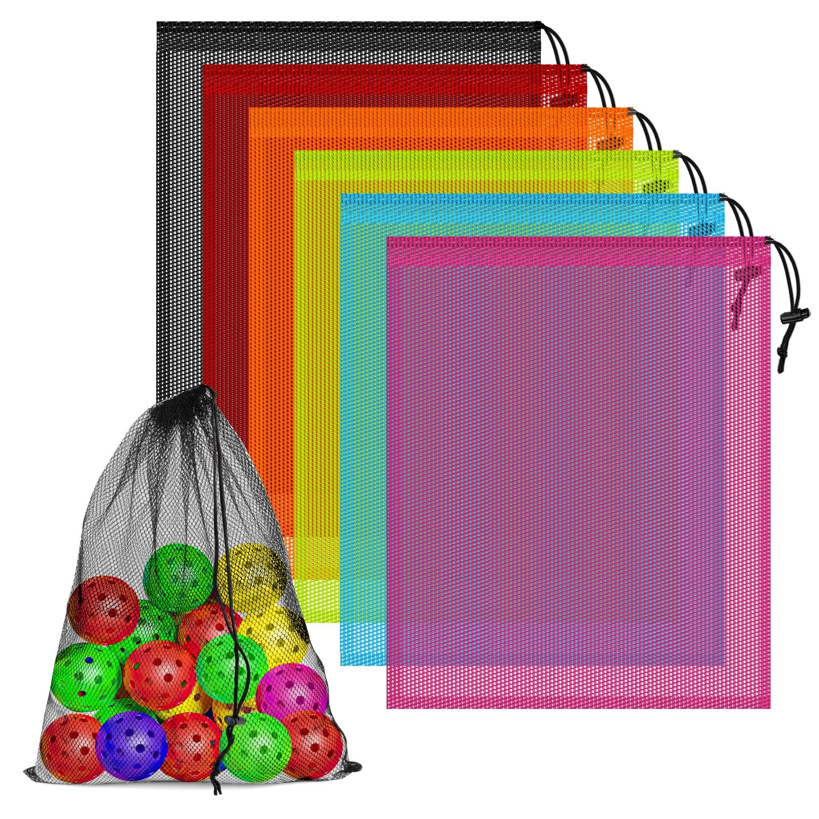6PCS Multicolor Mesh Bag Drawstring, 14 x 17 Inch Net 14x17inch,