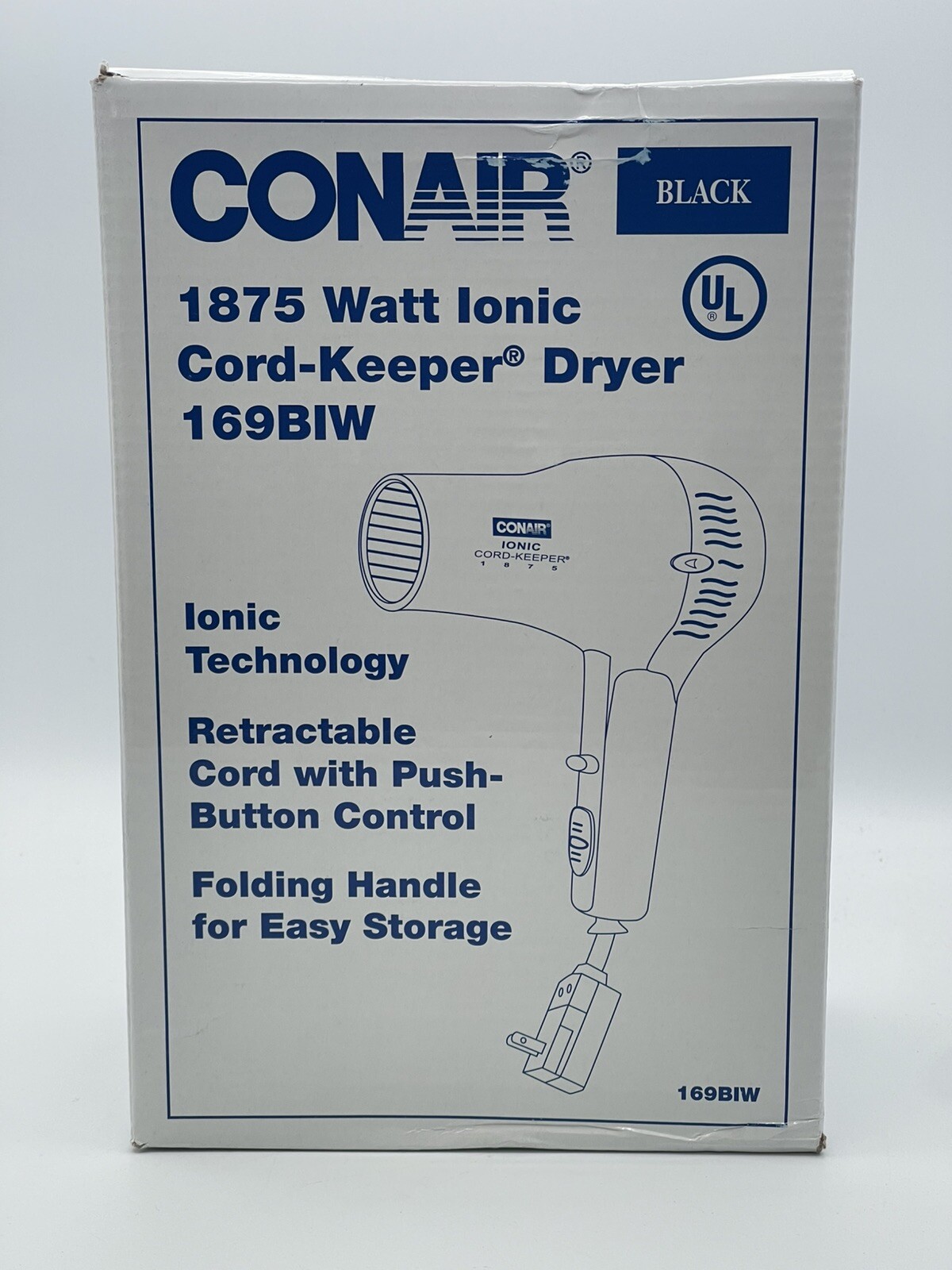 Lot of 2 CONAIR Folding Hairdryer, Handheld, Black, 1875 Watts, Ion 169BIW USA