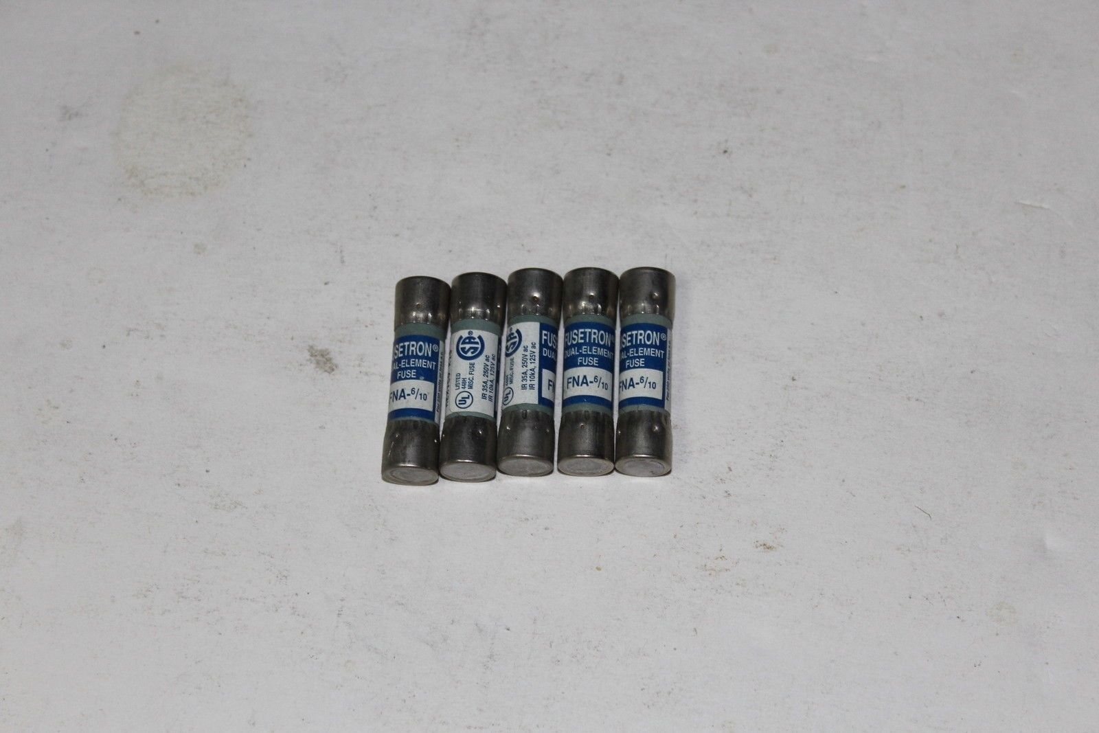 Lot of 5 Cooper Buss Bussman Fusetron FNA-6/10 Fuses FNA 6/10 FNA610