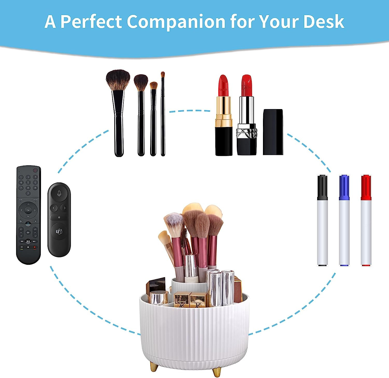 Desk Organizer, 360-Degree Rotating Pen Holder, Desk Organizers and Accessories