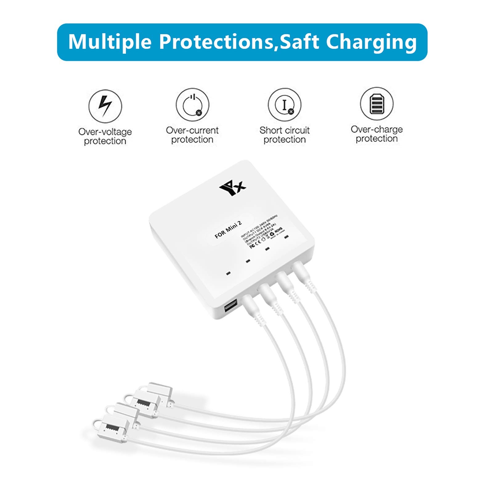 Lyongtech Battery Charger For Dji Mini 4Kmini 2 Se Drone6 In 1 Rapid Multi