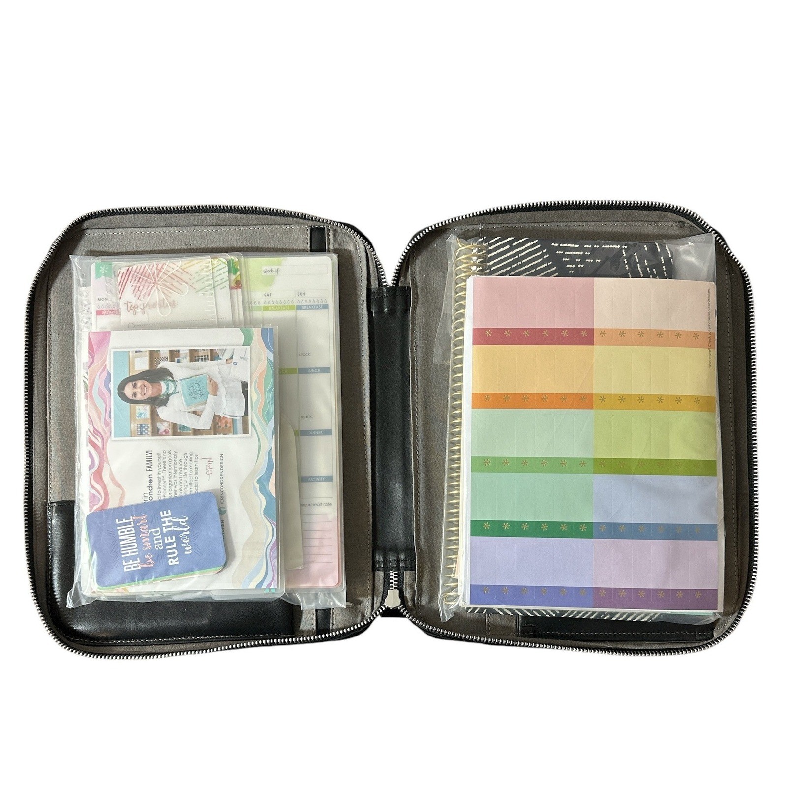 HUGE Erin Condren Planner Lot Leather Folio Stickers Calendar Dashboards & MORE