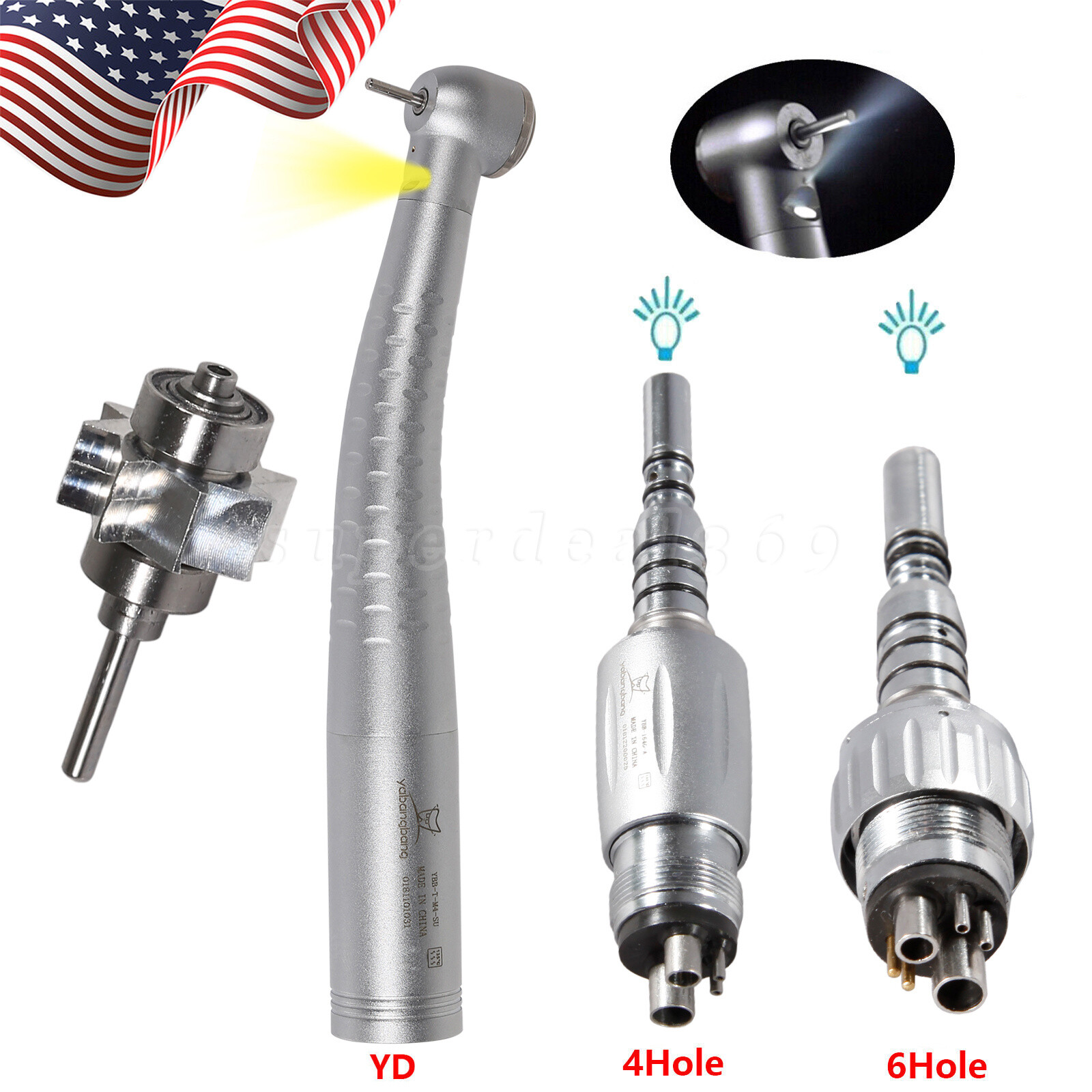 Dental Fiber Optic LED High Speed Handpiece /Coupler 4 HOLE /6 HOLE fit KaV st