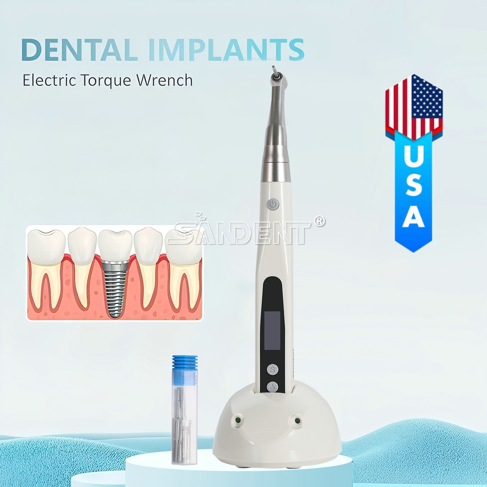 Dental Electric Torque Wrench Tip 360° Cordless Endodontic Implant Handpiece US