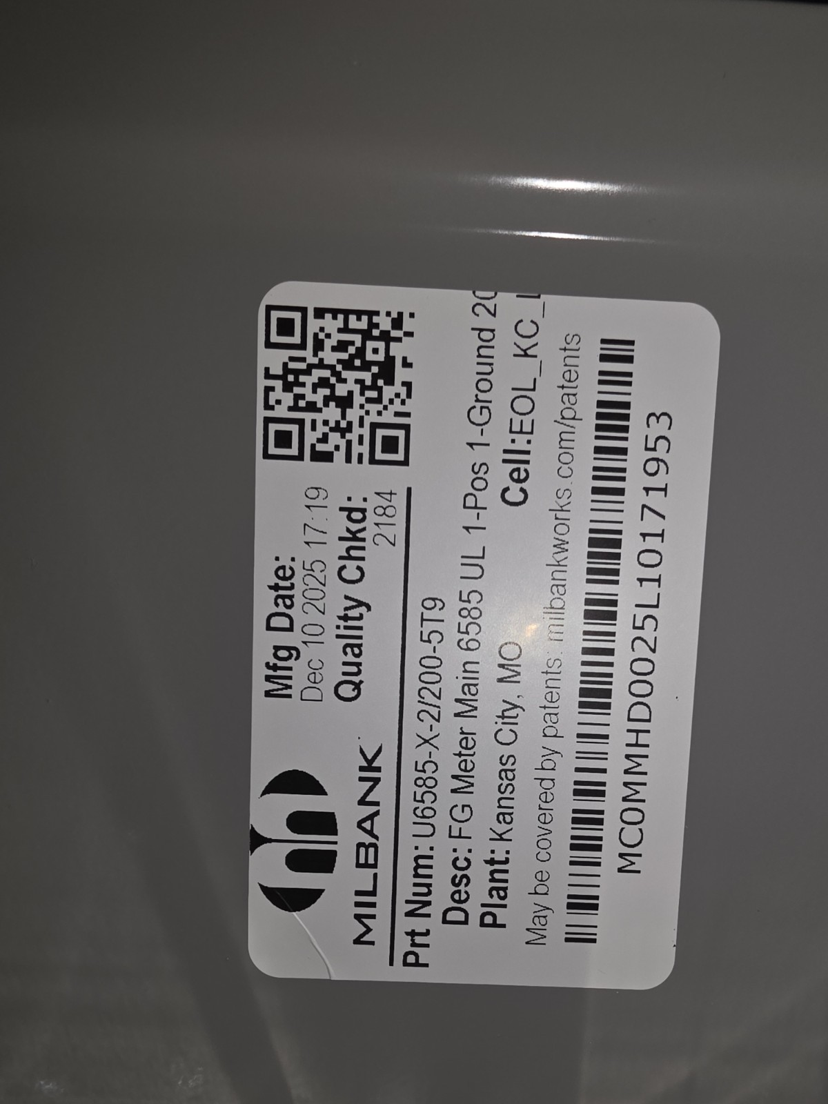 MILBANK U6585-X-2/200-5T9 SINGLE PHASE 320 AMP METER MAIN COMBO NIB