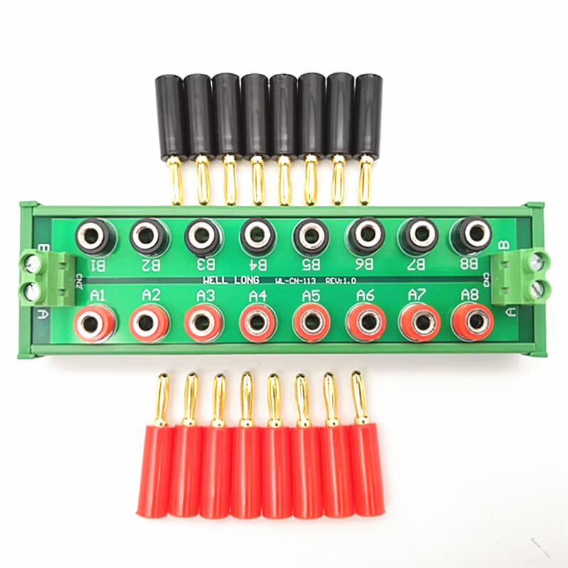 DIN Rail Mounting DC Power 2 x 8-Bit Banana Jack Power Distribution Module.