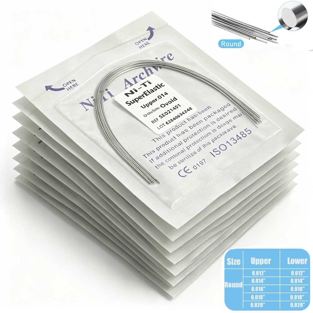 Dental Super Elastic Niti Arch Wire Round Ovoid Form Bracket Braces 10 packs
