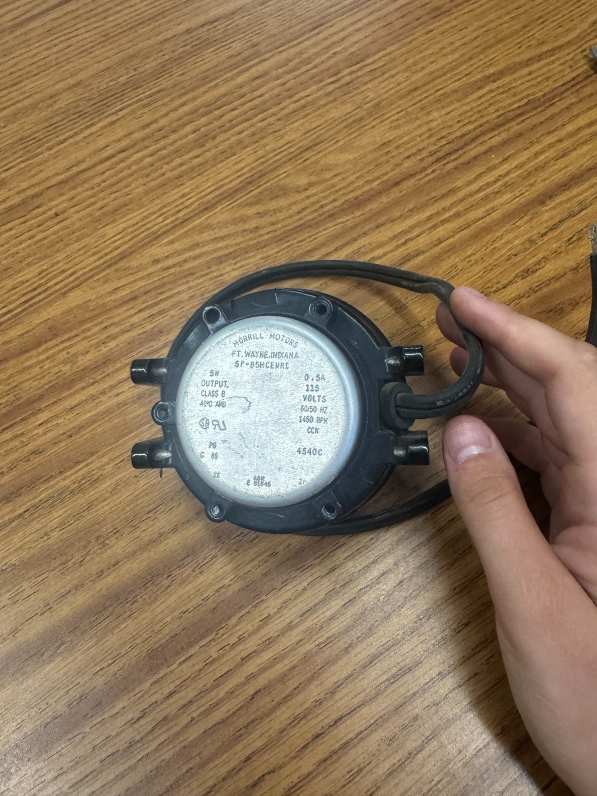 Morrill Motors SP-B5HCEMR1 Fan Motor 115V 1450 RPM CCW Refrigeration OEM