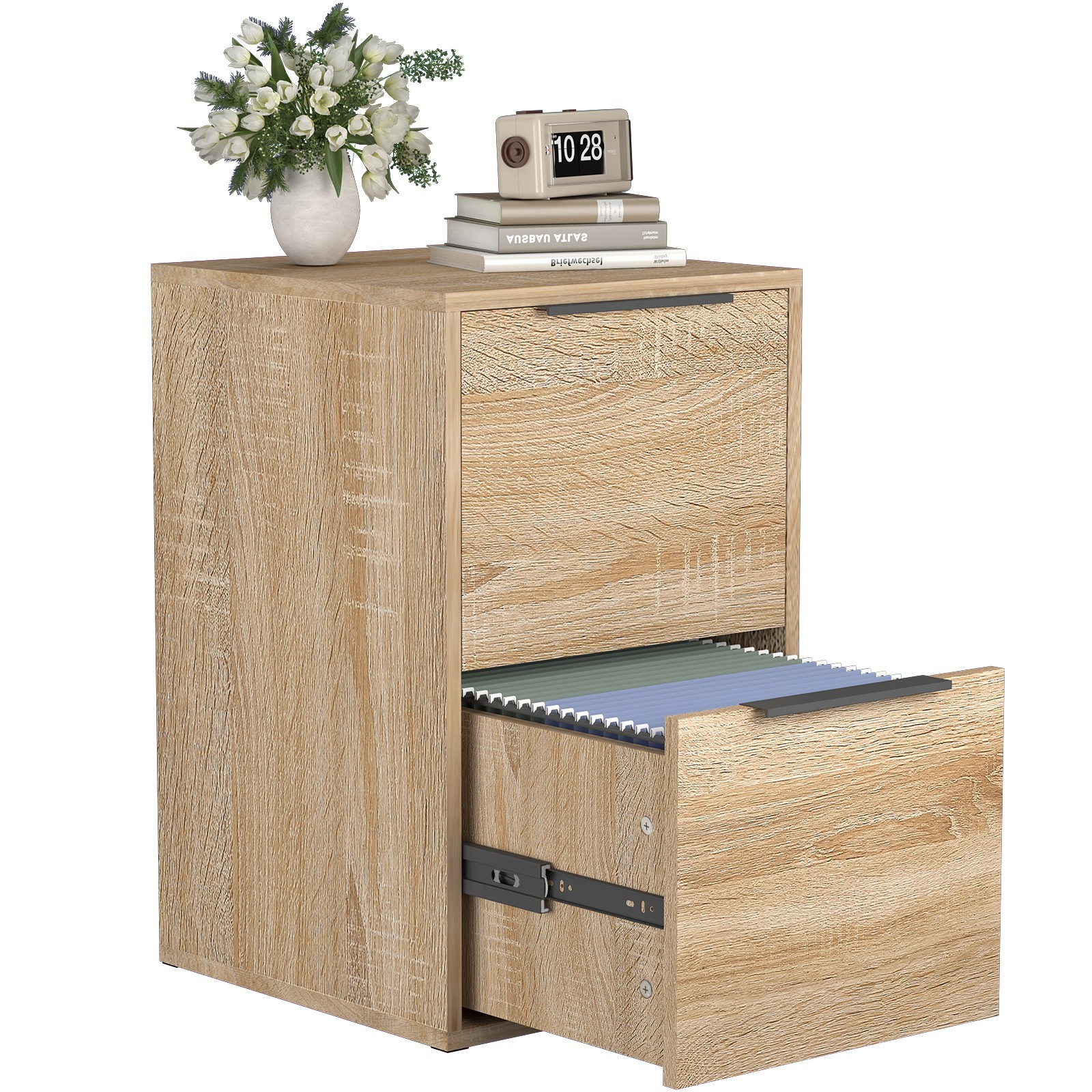 Under Desk Drawer File Cabinet, Wooden 2 Drawers Filing Cabinet for Home Office