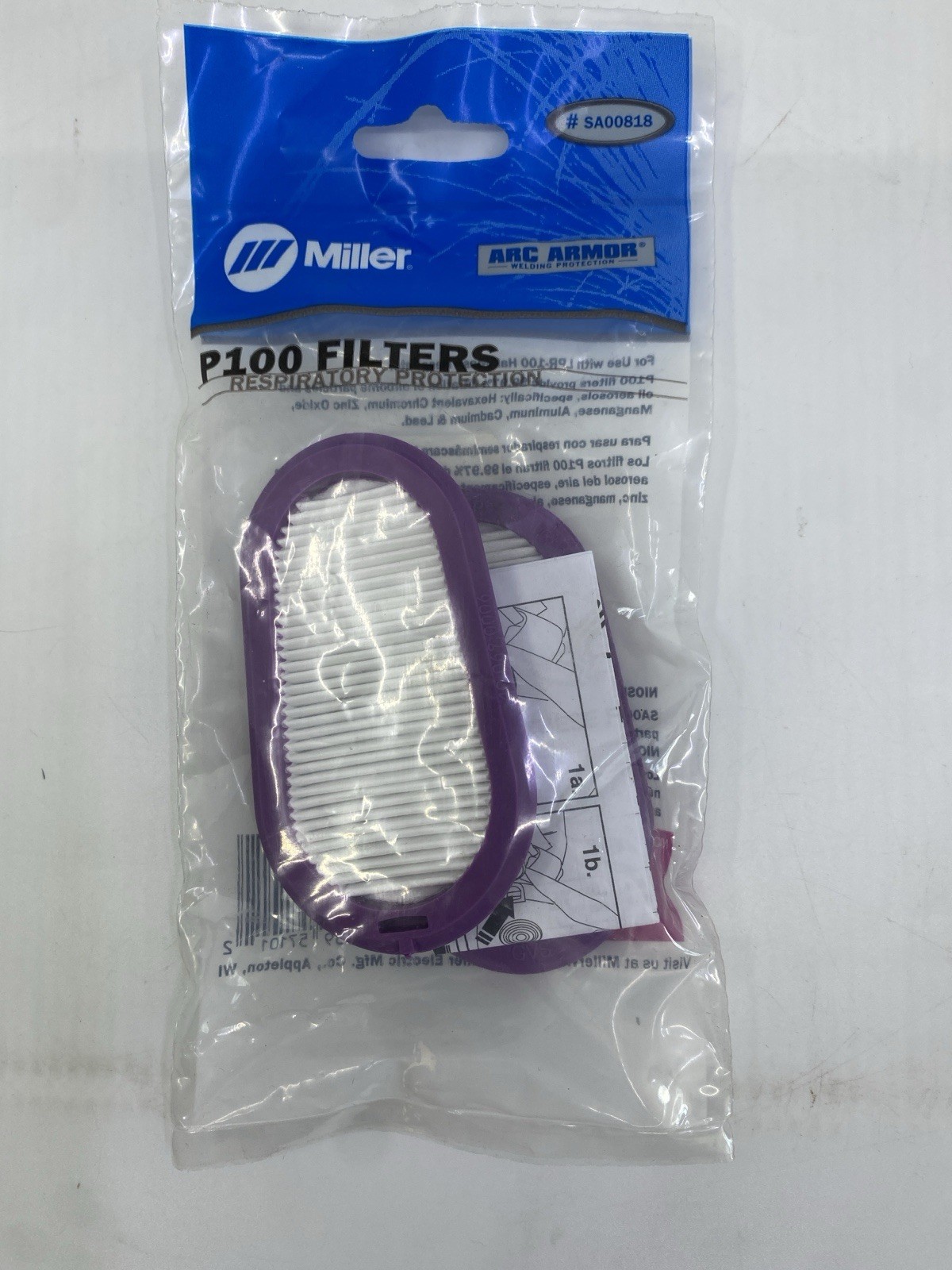 Miller P100 Filter for LPR-100 – SA00818 (2 Pack) Lot of 2 (expired 11/24)