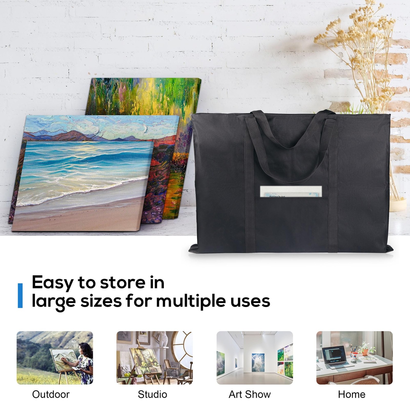 JJRING Dacron Light Weight Art Portfolio Bag, 24» x 32» for 23» x 31», Bl…