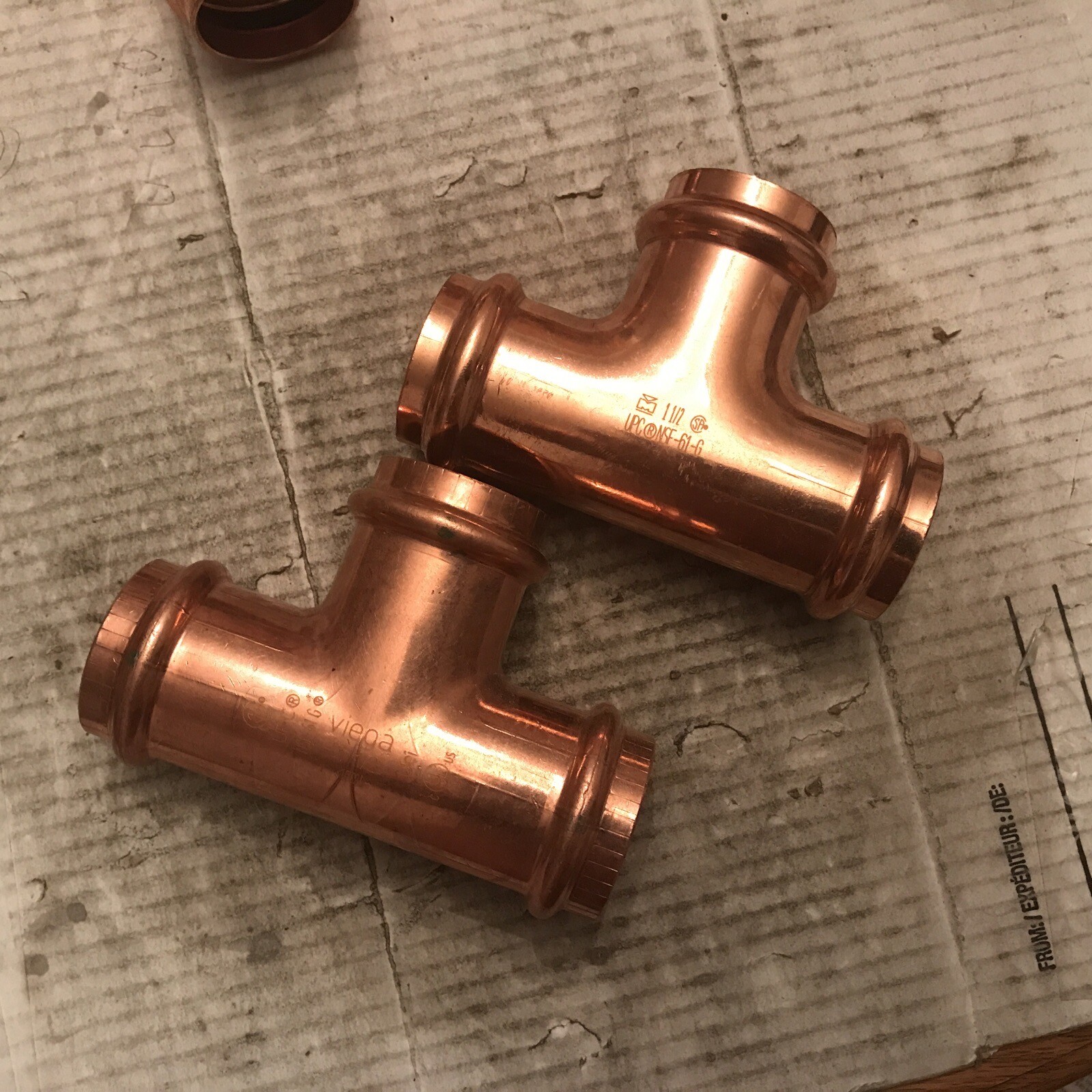 Lot Of 2 Streamline Viega EPC NIBCO Copper 1-1/2″ × 1-1/2″ × 1-1/2″ Press Tee