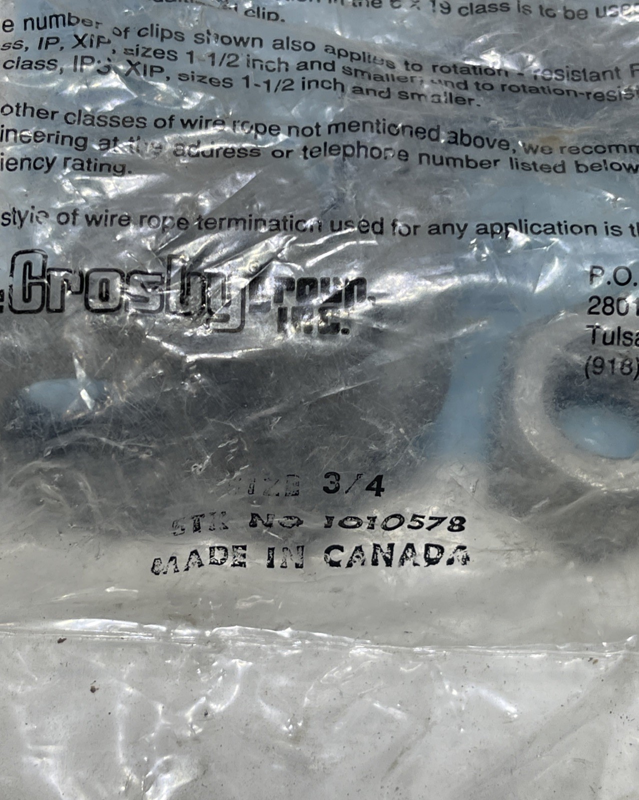 Lot of 2 Crosby Size 3/4in Galvanized Fist Grip Rope Wire Clips Assembly G-429