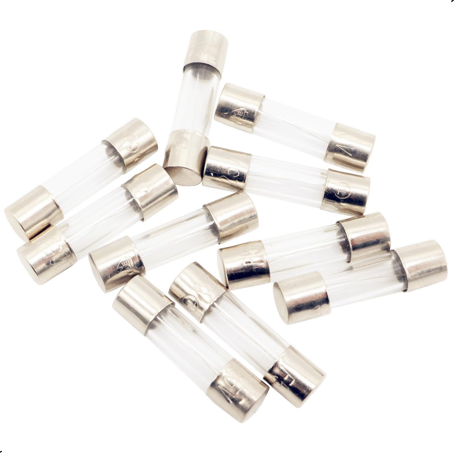 SIXQJZML 10 Pack F5AL Fast-Blow Fuse 5A Max 5 amp 125V Glass Fuses 0.2 x