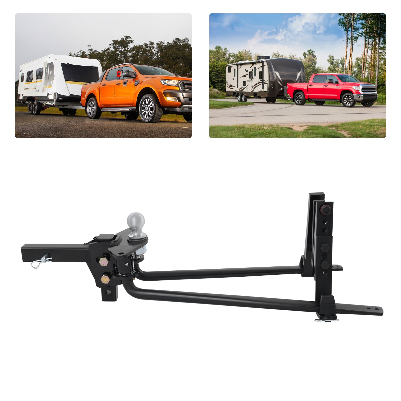 8000lbs Weight Distribution Hitch Trailer Hitch Black Trailer Hitch Device