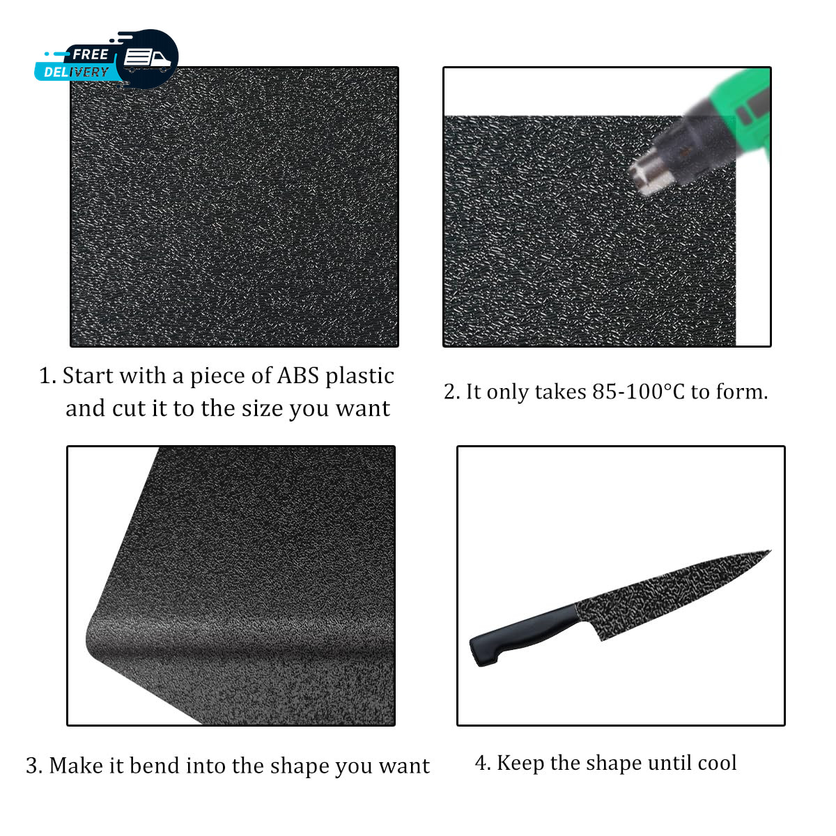 Pack of 2 ABS Plastic Sheet Black Plastic Sheet 8″ X 12″ X 1/8″ Thick (3Mm)
