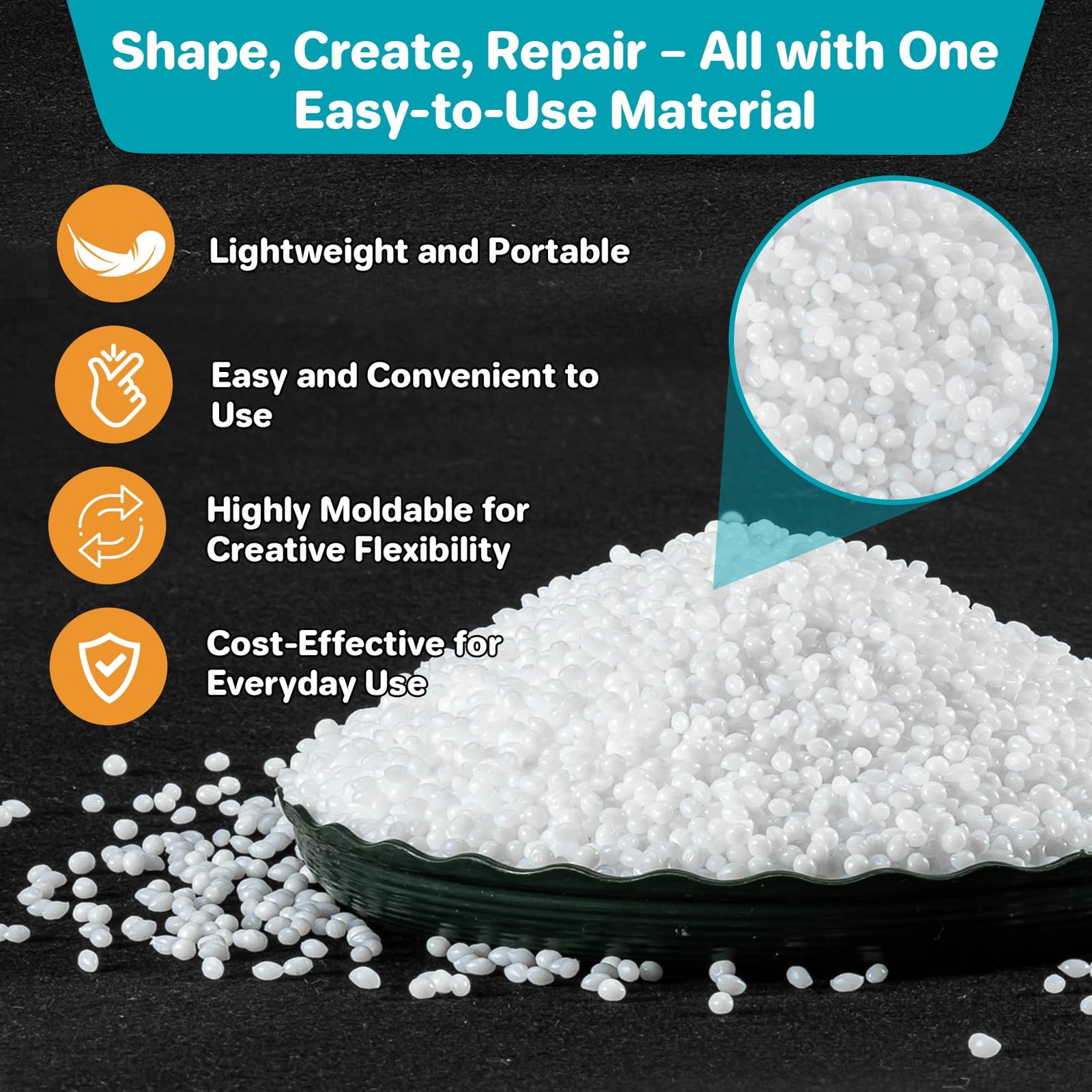 RAINFLOW 10.9oz Repair Thermoplastic Teeth Beads – Tooth Repair Kit,Moldable