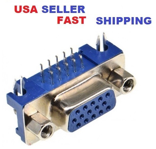 5 PCS New VGA Connector Female PCB Mount 15-pin USA SELLER