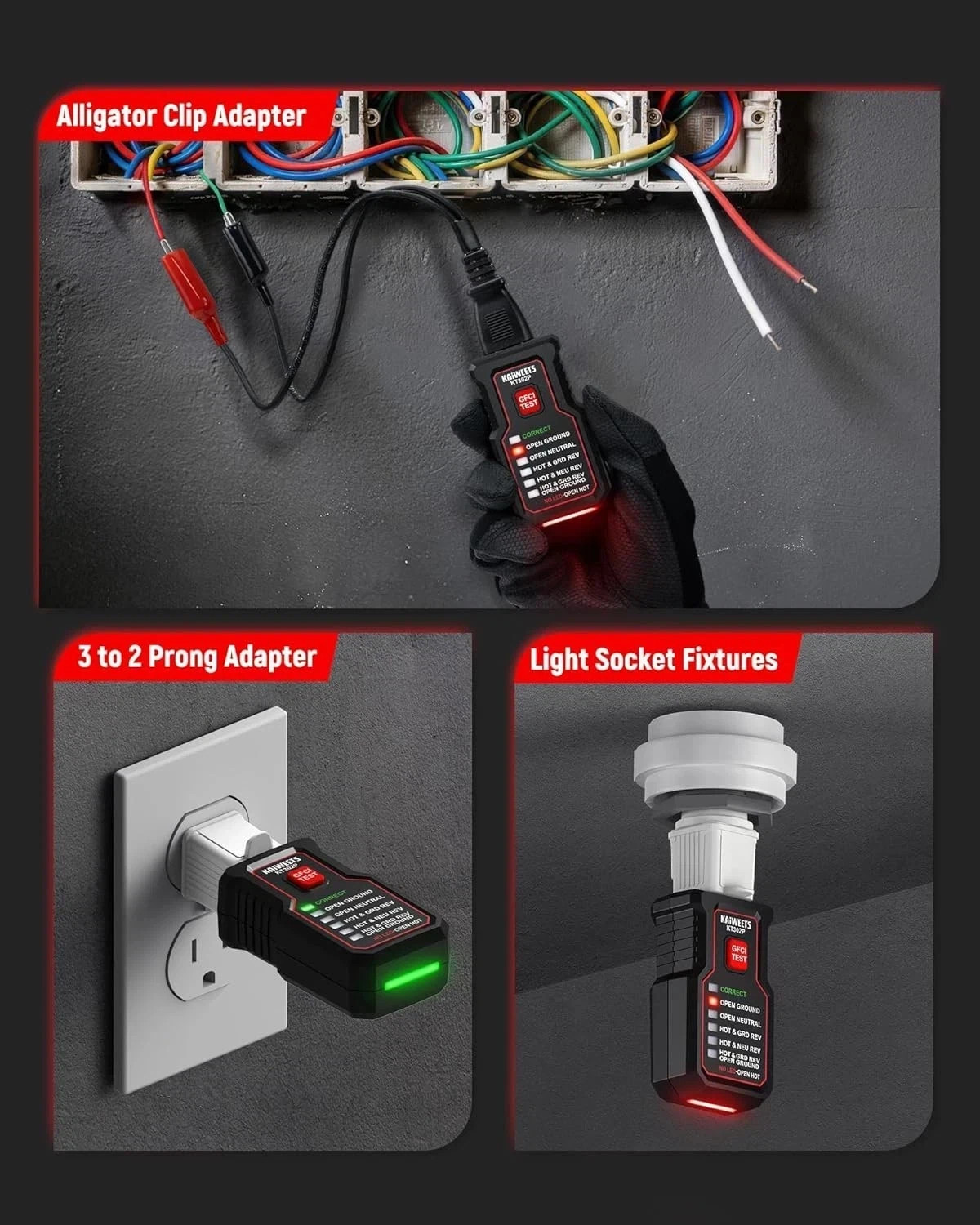 New KAIWEETS Circuit Breaker Finder Tool Kit, GFCI Outlet Tester with DualSided